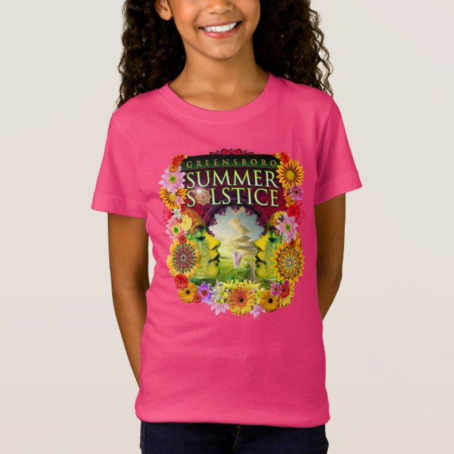 2015 Greensboro Summer Solstice Festival Rosa  T Shirt (Framsida)