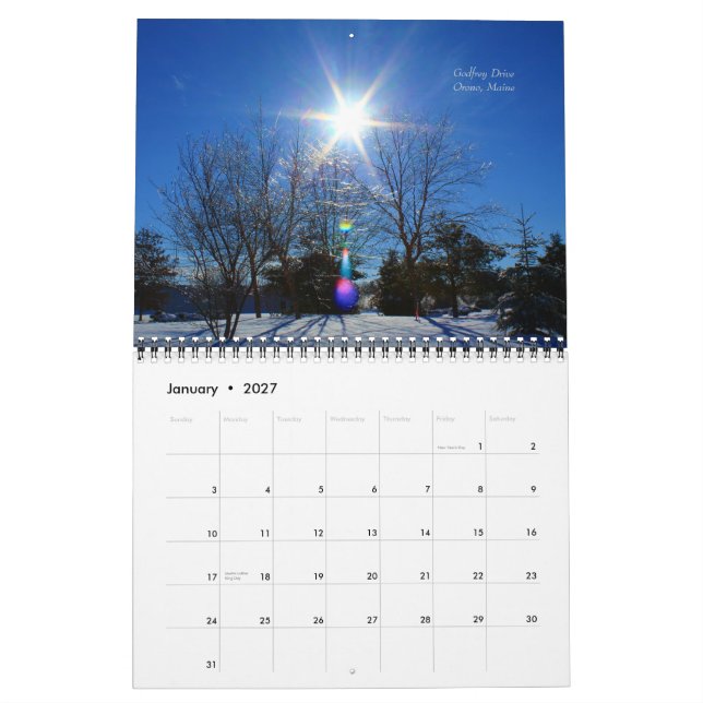 2015 kalender - naturplatser av Maine (Jan 2027)