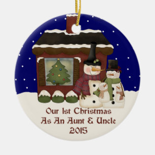 2015 min 1st jul som en moster & en Uncle Julgransprydnad Keramik