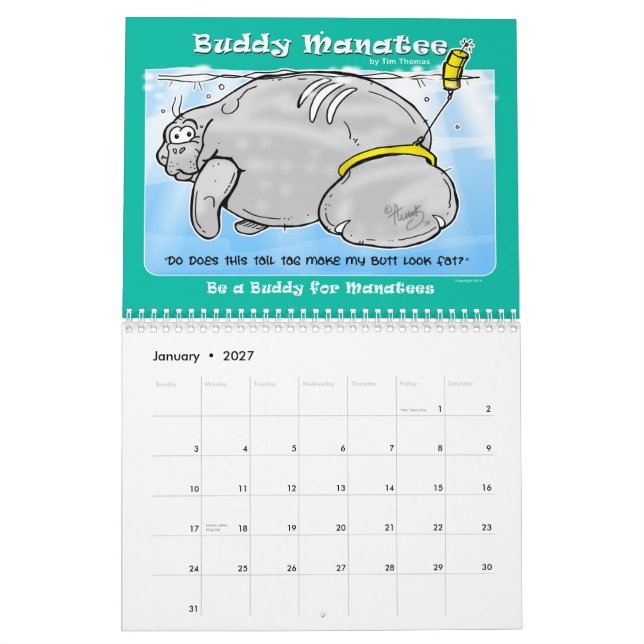 2015 var en kompis för ManateeskompisManatee Kalender (Jan 2027)