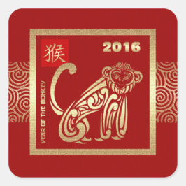 2016 års kinesiska år för "Monkey Gift Stickers" Fyrkantigt Klistermärke