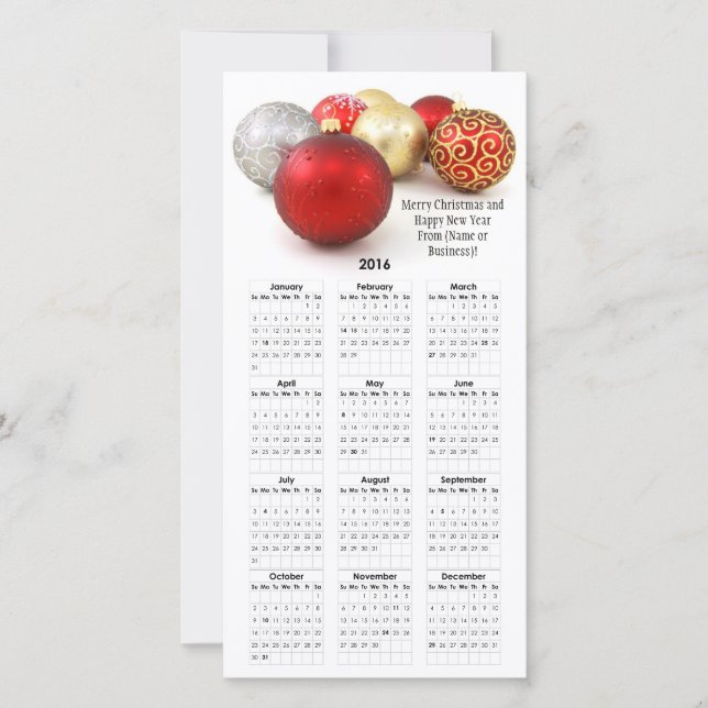 2016 Calendar Red jul Imprint Business Julkort (Framsida)