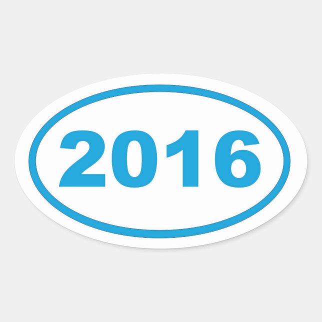 2016 cyanblå ovalt klistermärke (Framsida)