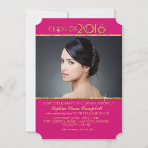 2016 Elegant Faux Glitter Confetti Studenten del Inbjudningar