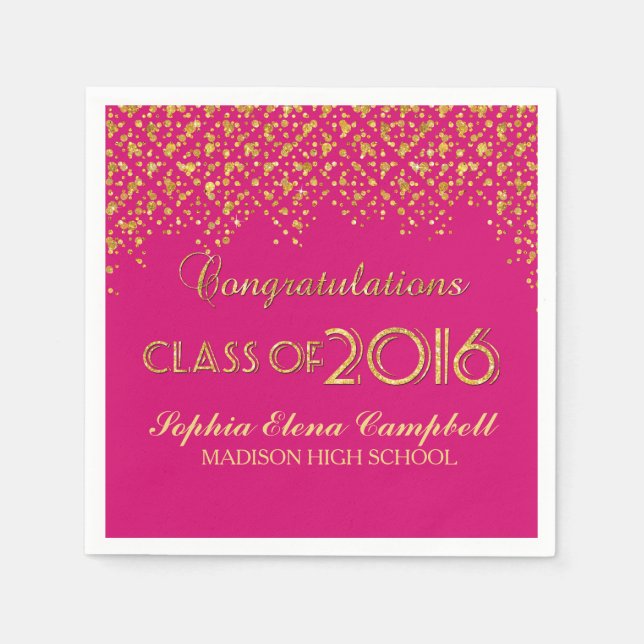 2016 Elegant Faux Glitter Confetti Studenten del Pappersservett (Framsidan)