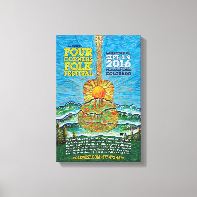 2016 Fyra folkfestivaler för hörn Poster Canvastryck (Framsida)