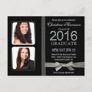 2016 Glitter och Glam Studenten med Grad Photos Inbjudningar