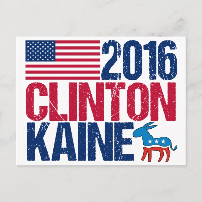 2016 Hillary Clinton Tim Kaine Vykort (Framsida)