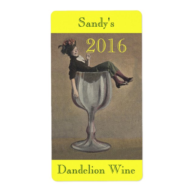 2016 Homemade Dandelion Vin Dam-etiketter Fraktsedel (Framsidan)