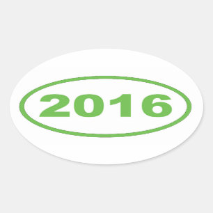 2016 ljust grönt ovalt klistermärke