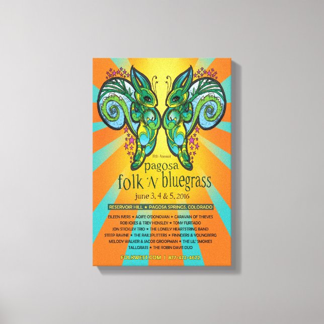2016 Pagosa Folk 'N Bluegrass Poster Canvastryck (Framsida)