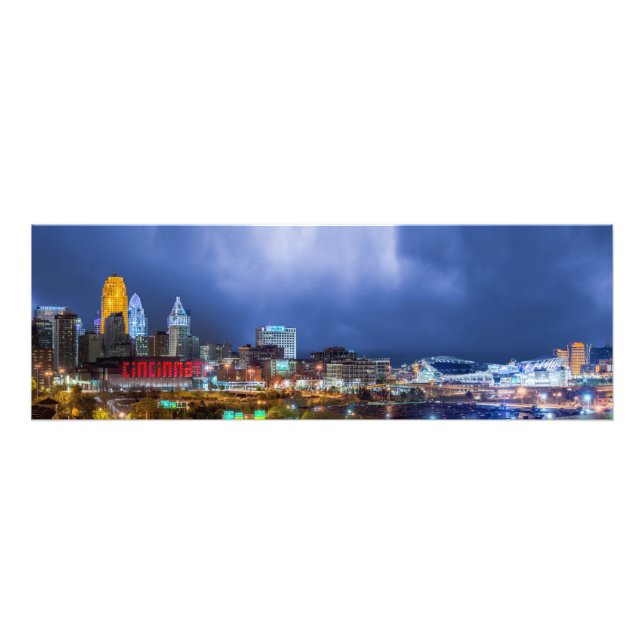 2016 Pano Shot Cincinnati Ohio Skyline - Skriv ut Fototryck (Framsidan)