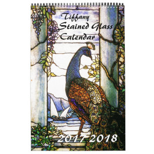 2017 2018 kalender för Tiffany målat glassnatur