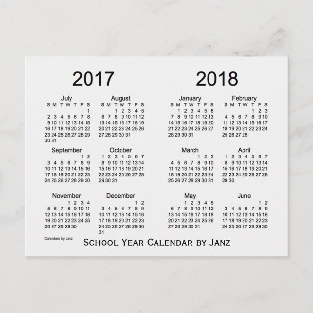 2017-2018 Skolårets vita rökkalender från Janz Vykort (Framsida)