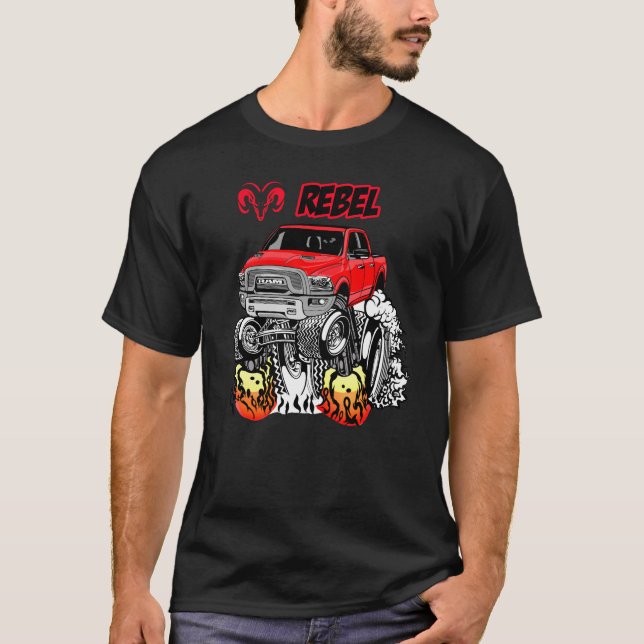 2017-20 Ram Rebel Pickupa Tecknaden Lastbil T Shirt (Framsida)