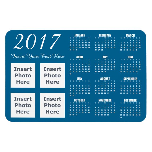 2017 Anpassningsbar Färg Photo Collage Calendar Ma Magnet (Horisontell)