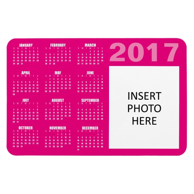 2017-Anpassningsbarnas fotokalender - Shock rosa Magnet (Horisontell)