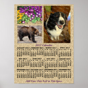 2017 Års Månadskalender Kaffebönor 3 Bilder Poster