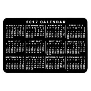 2017 års månadskalender klassiskt svartvitt magnet