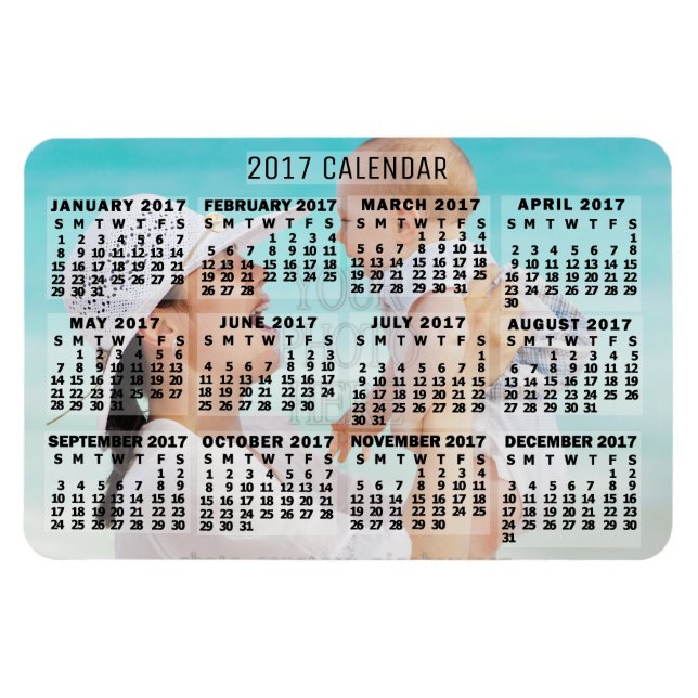 2017 års månadskalender svart | LÄGG TILL BILD Magnet (Horisontell)