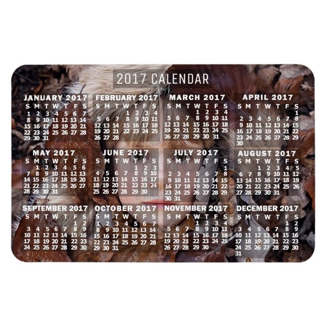 2017 års månadskalender - vit | LÄGG TILL BILD Magnet (Horisontell)