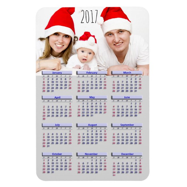 2017 års Mini-kylskåp, magnet-kalender för familje Magnet (Vertikal)