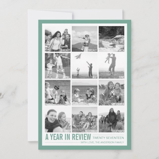 2017 års recension 12 Photo Collage Helgdag Card Julkort (Framsida)