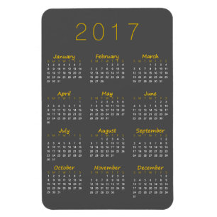 2017 Calendar Magnet - Golden Gult & Mörk Grått