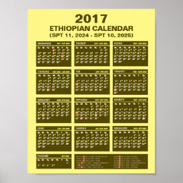 2017 Etiopisk kalender för år 2024 och 2025  Poster