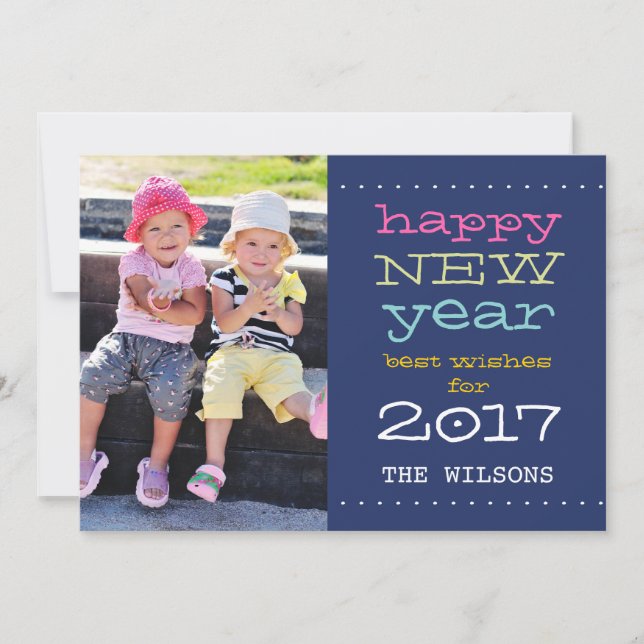 2017 Gott Nytt År Nyckfull | Högtidlig Fotokort Julkort (Framsida)