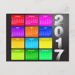 2017 Kalender i ljusregn färger Vykort