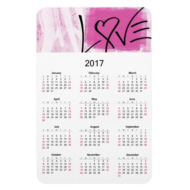 2017 Kalender Rosa Kärlek Magnet (Vertikal)