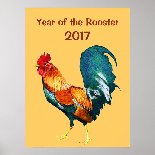 2017 Kinas nya år för Röda Tupp Poster (Framsidan)