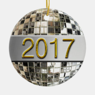 2017 Pärlande Silver Disco Boll Ornament