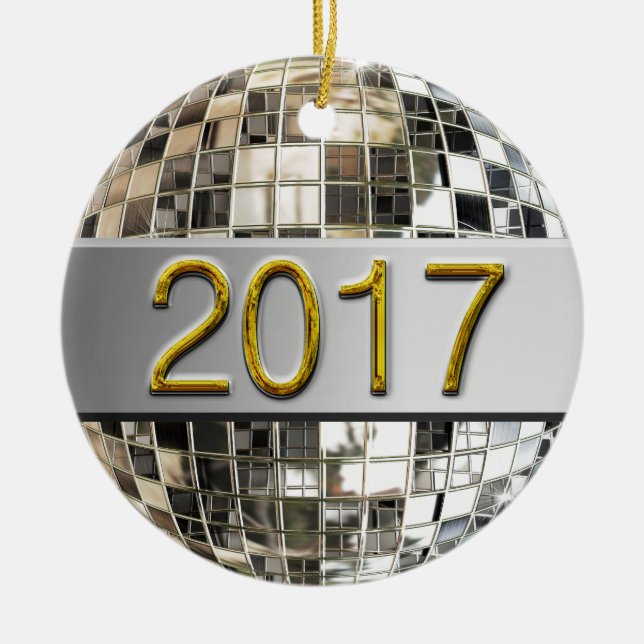 2017 Pärlande Silver Disco Boll Ornament (Framsidan)