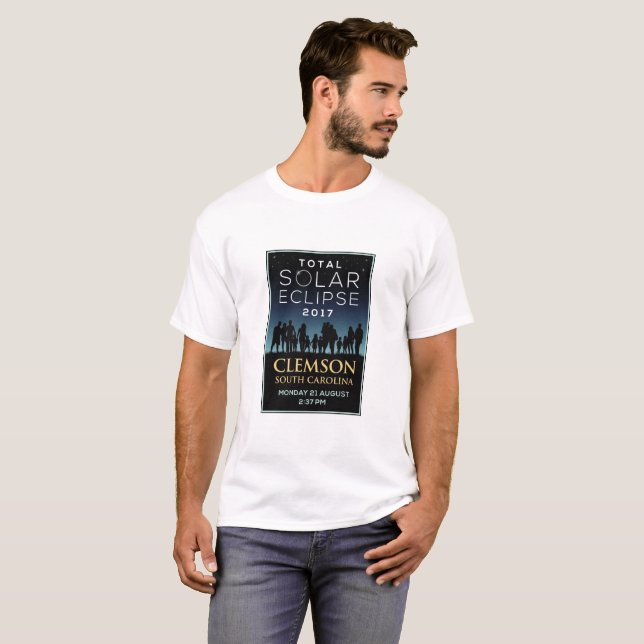 2017 sammanlagd sol- förmörkelse - Clemson, SC T-shirt (Hel framsida)