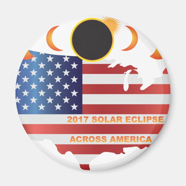 2017 Solar Eclipse över USA Karta Illustration Magnet (Framsidan)