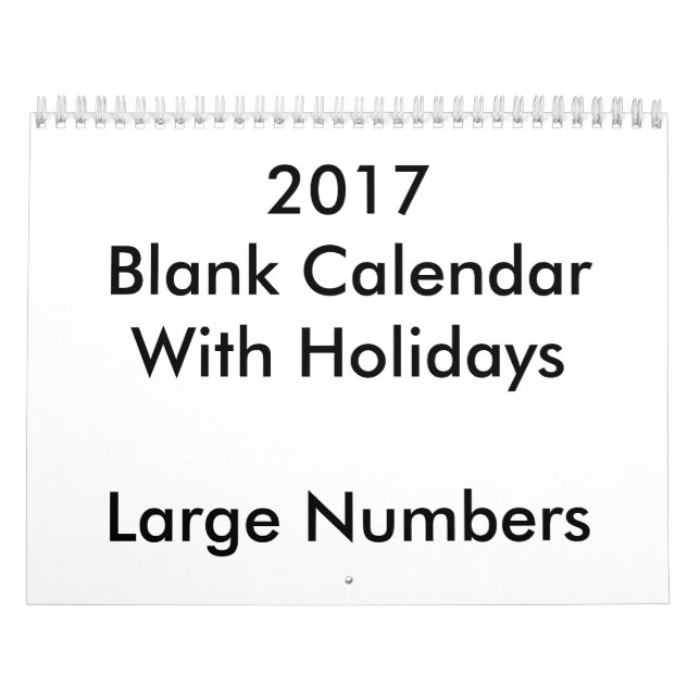 2017 tom kalender med stora Helgdagar (Omslag)