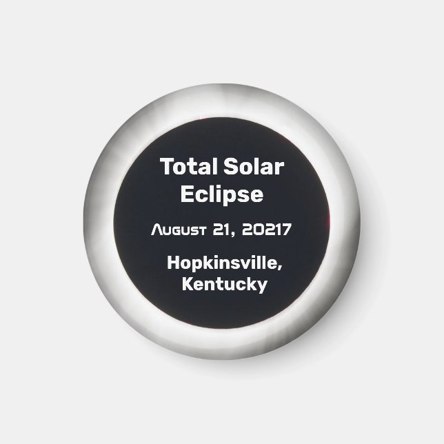 2017 Total solförmörkelse BW efter plats Magnet (Framsidan)