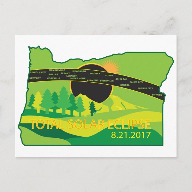 2017 Totalt solcellsekulära eklipser över Oregon C Vykort (Framsida)