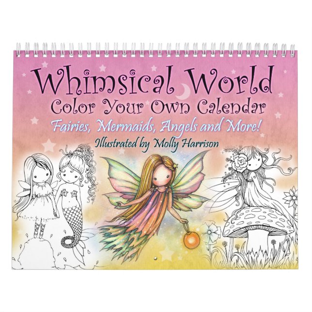 2017 Whimsical World Färg din egen väggkalender Kalender (Omslag)