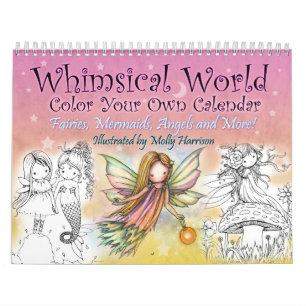 2017 Whimsical World Färg din egen väggkalender Kalender