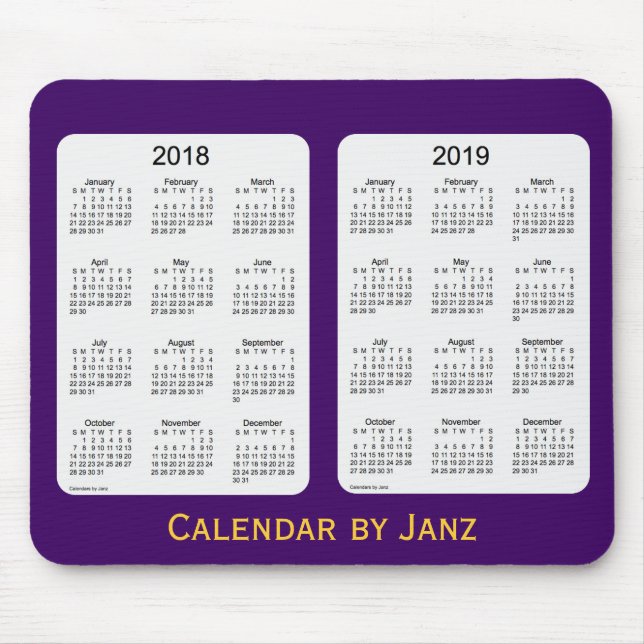 2018-2019 purpurfärgad kalender av Janz Mousepad Musmatta (Framsidan)