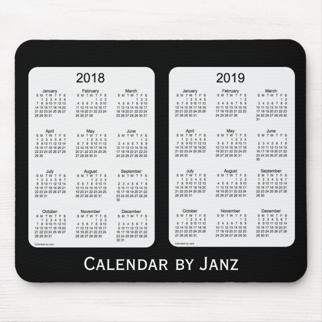 2018-2019 svart kalender av Janz Mousepad Musmatta (Framsidan)