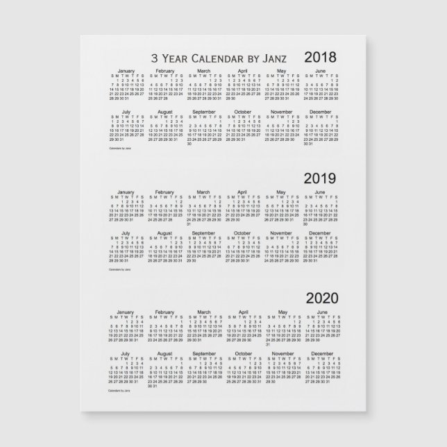 2018-2020 Vitrök 3 års kalender från Janz (Framsida)