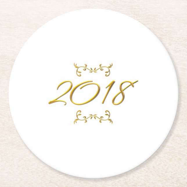 2018 års 3D-titt Underlägg Papper Rund (Framsidan)