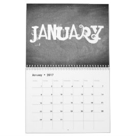 2018 års kalender - svartvitt