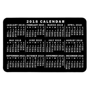2018 års månadskalender Classic Black and White Magnet