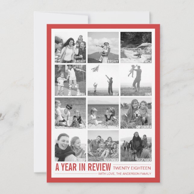 2018 års recension 12 Photo Collage Helgdag Card Julkort (Framsida)