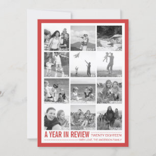2018 års recension 12 Photo Collage Helgdag Card Julkort